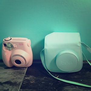 Instax mini camera and case barley used.